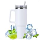 Caneca Copo Térmico 1200ml Bebidas Frio Quente C/ Canudo Alça Tampa Aço Inox