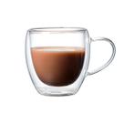 Caneca Coração Parede Dupla 150ML Vidro Borossilicato
