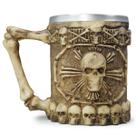 Caneca Crânios Ossos Grande 300ml Alça Resina Interior Inox