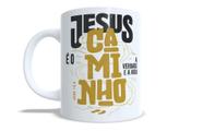 Caneca Cristã em Cerâmica Importada Jesus é o Caminho João 14 6 Presente Evangélico e Inspirador