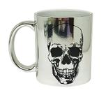 Caneca Cromada Prateada Personalizada Caveira Café do Papai Caneca Cromada Prateada Personalizada Caveira Café do Papai