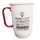Caneca de alumínio branca 600 ml pense como um boleto