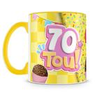 Caneca de Aniversário 70 Anos Rosa - Presente Especial