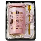 Caneca de café ALBISS Pink Marble Gold Print 400 mL com tampa e colher