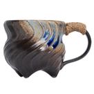Caneca de café artesanal de cerâmica de 270 ml com alça de corda torcida
