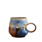Caneca de café artesanal de cerâmica gotejante 350ml - azul/marrom
