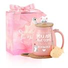 Caneca de café BignoseDeer Cat, conjunto de presente de cerâmica rosa de 380 ml