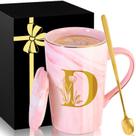 Caneca de café cerâmica personalizada MNZZ Pink Marble com tampa