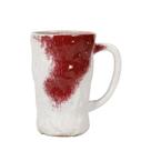 Caneca de café cerâmica vermelha e branca esmaltada 350ml feita à mão