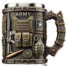 Caneca de café com tema militar 3D com design de equipamento militar de 350 ml de cerâmica