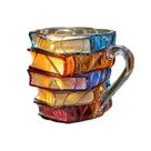 Caneca de café com vitrais cerâmicos Book Stack 350mL