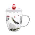 Caneca De Café De Vidro Dupla Camada Resistente Ao Calor De 350ml Com Tampa, Design De Árvore De Caneca De Café De Vidro Dupla Camada Resistente Ao Calor De 350ml Com Tampa, Design De Árvore De