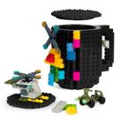 Caneca de café FUBARBAR Build-on Brick com tampa 350mL preta