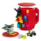 Caneca de café FUBARBAR Build-on Brick com tampa 350ml vermelha para crianças