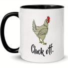 Caneca de café Funny Ceramic 'Cluck Off' Chicken Design 350 ml