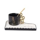 Caneca de café Luxury Ceramic Music 200 ml com bandeja e colher