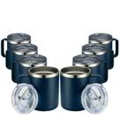 Caneca de café MEWAY isolada em aço inoxidável 350ml, pacote com 8 unidades Navy