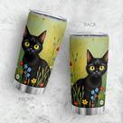 Caneca de café Tumbler Oasisdream 600 ml de aço inoxidável com estampa de gato