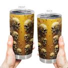 Caneca de café Tumbler Oasisdream 600 ml de aço inoxidável com impressão de caveira