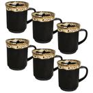 Caneca de Cerâmica 220ml com Borda Enfeitada Jogo 6 Peças - Art house