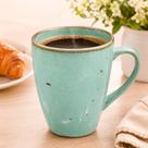 Caneca De Cerâmica 300ml Kit 2 un Verde Água Café Chá Rústica