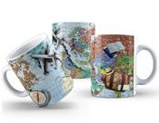 Caneca de Cerâmica 325ml Mapas do Mundo Caneca de Cerâmica 325ml Mapas do Mundo