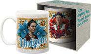 Caneca de cerâmica Aquarius Frida Kahlo 325ml em caixa multicolorida