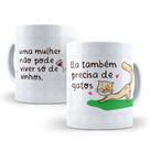 Caneca de Cerâmica Branca 325ml Frases Engraçadas de Gatos
