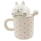 Caneca de Cerâmica c/Tampa e Colher Gatinho Soneca 400ml