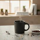Caneca De Cerâmica Canelada Textura Granilite Café Chá 85ml COR:Preto Caneca De Cerâmica Canelada Textura Granilite Café Chá 85ml COR:Preto