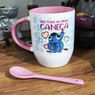 Caneca de Cerâmica com Colher Stitch Não Toque na Minha Caneca