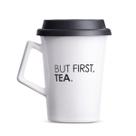Caneca de Cerâmica com Tampa But First Tea Moncloa Branco 300ml Caneca de Cerâmica com Tampa But First Tea Moncloa Branco 300ml