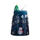 Caneca De Cerâmica Com Tampa E Canudo Em Forma De Árvore De Natal, Papai Noel, Rena E Boneco De