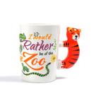 Caneca de cerâmica com tema de zoológico I Would Rather Be at the Zoo 350ml