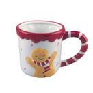 Caneca de cerâmica Cute Gingerbread Man com alça de bastão de doces 350ml Caneca de cerâmica Cute Gingerbread Man com alça de bastão de doces 350ml