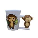 Caneca de cerâmica Cute Monkey Design 350 ml com alça de macaco 3D