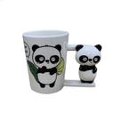 Caneca de cerâmica Cute Panda Design 350 ml com alça 3D para café