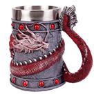 Caneca de cerâmica Dragon and Snake 3D Fantasy 600 ml com pedras preciosas