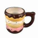Caneca de cerâmica em forma de rosquinha com capacidade de 350 ml