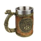Caneca de cerâmica Viking Tree of Life 600 ml com alça de cobra