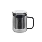 Caneca de Chá de Vidro com Infusor 350 ml Fumê Oxford