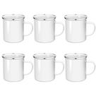 Caneca de esmalte MAIKESUB 500 ml 8,6 cm com borda prateada branca