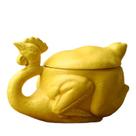 Caneca de frango amarela de cerâmica com capacidade de 350 ml em forma de animal