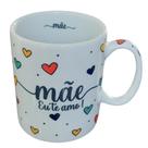 Caneca de Porcelana 300ml com Frases para Mãe - Decoração Completa com Corações Caneca de Porcelana 300ml com Frases para Mãe - Decoração Completa com Corações