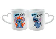 Caneca de porcelana Alça de coração sem café Stitch - 01unid