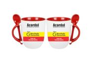 Caneca de Porcelana alça e interior colorido com colher Acordol - 01unid