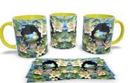 Caneca de Porcelana Amarela Personalizada Coleção Animal em 3D