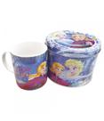 Caneca De Porcelana Azul Na Lata Anna Elsa e Olaf Frozen 350ml Disney