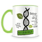Caneca de Porcelana Biologia com Alça Verde - Mod.2