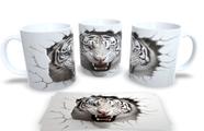 Caneca de Porcelana Branca Personalizada Coleção em 3D